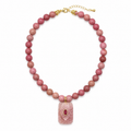 Rosy Glow Beaded Pendant Necklace
