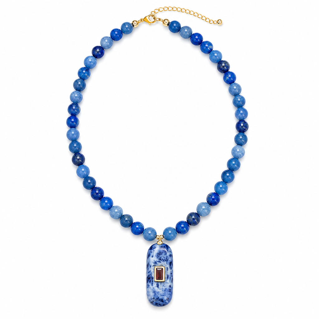 Midnight Blue Beaded Pendant Necklace