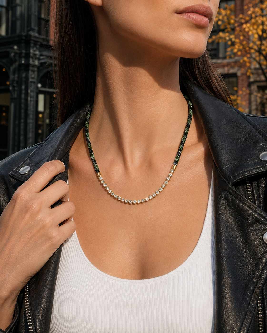 Army Paracord & CZ Tennis Necklace