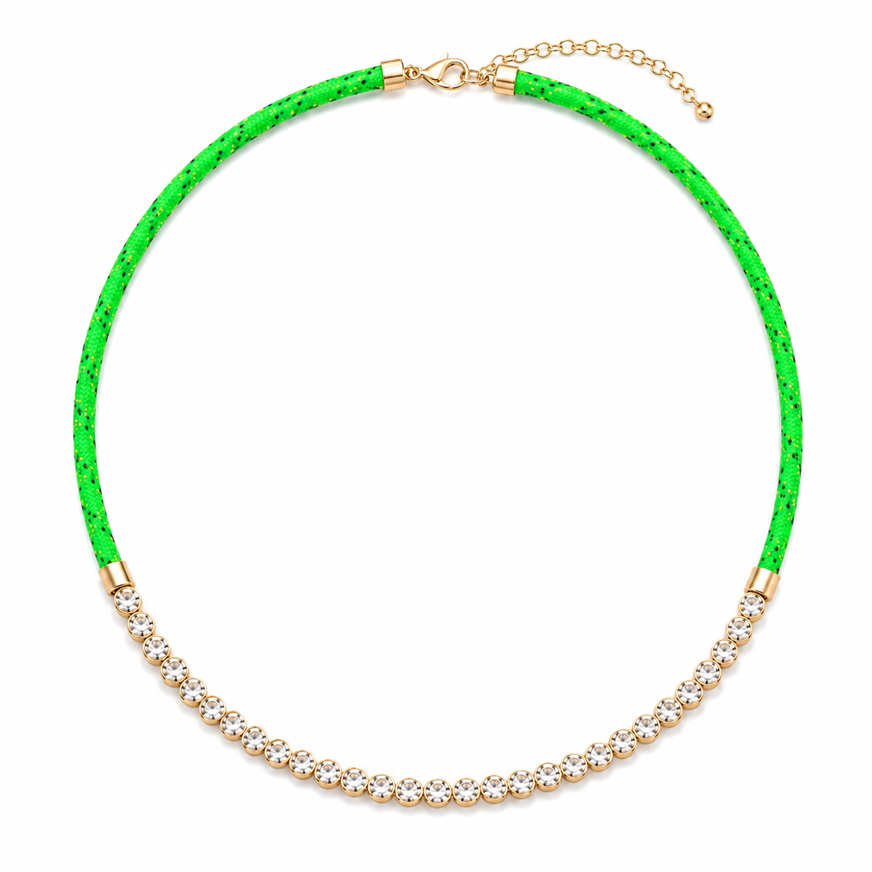 Green Paracord & CZ Tennis Necklace