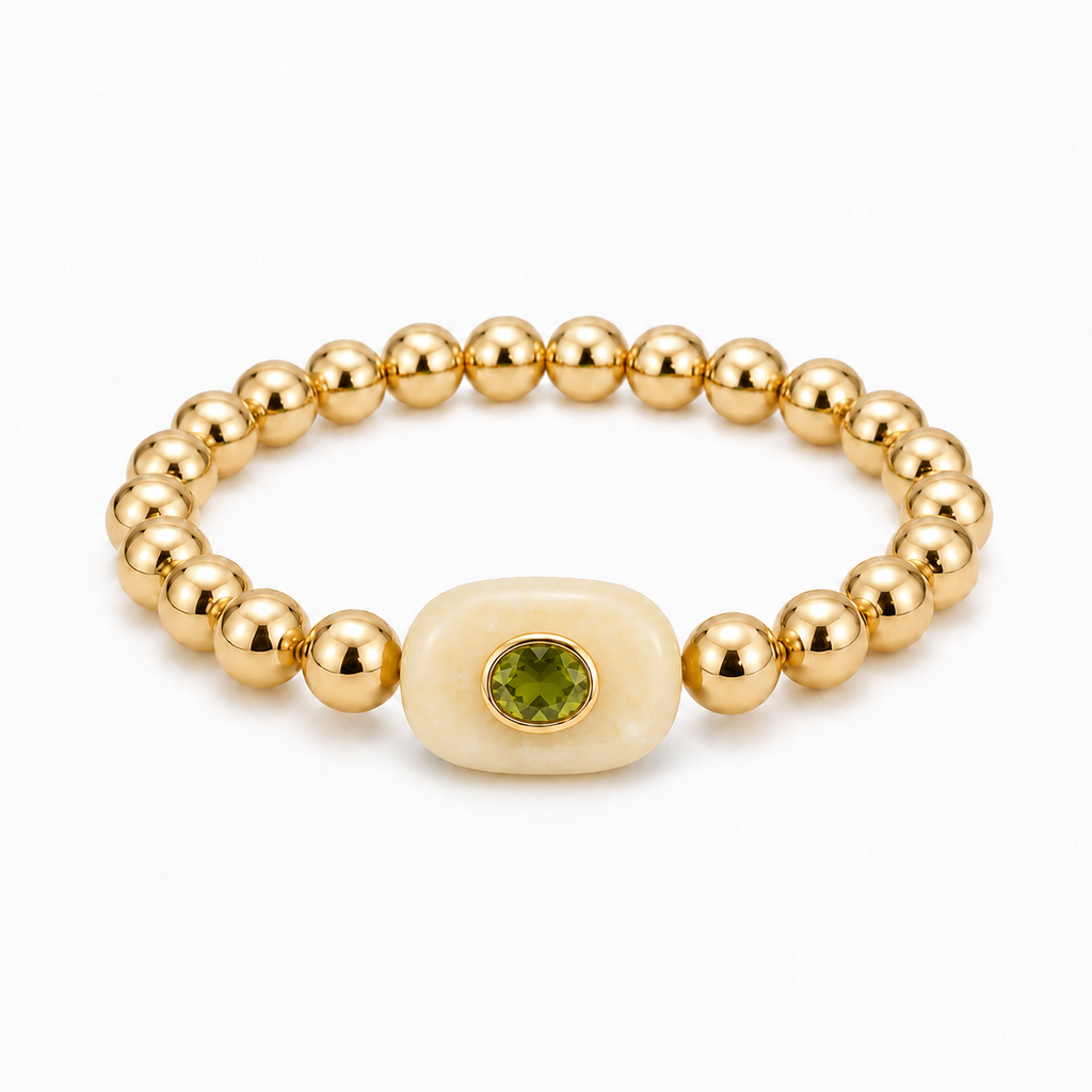 Ivory Gemstone Beaded Bracelet