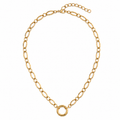 Gold Oval-Link Front Clasp Charm Necklace